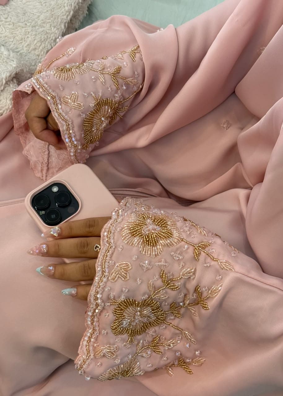 Blush Reverie — hand-embroidered cuff detail